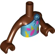 Minidoll Torso Girl, Medium Azure Dress, Dark Pink/Yellow Shapes print with Reddish Brown Hands