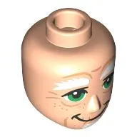 Minidoll Head Male, Thick White Eyebrows, Green Eyes, Big Mouth, Goatee, Wrinkles Print