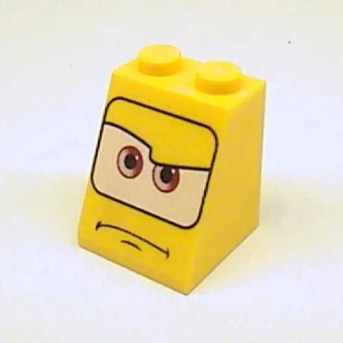 Slope 65° 2 x 2 x 2 with Bottom Tube and Eyes, Brown on White Background and Mouth Turned Down Print