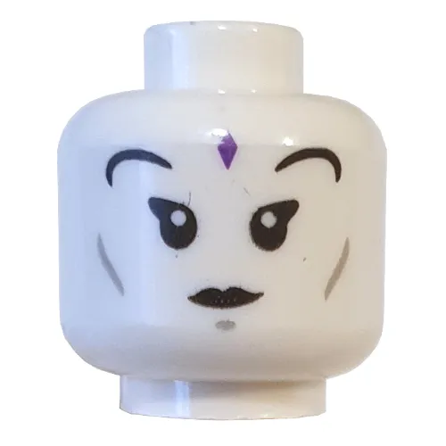 Minifig Head Princess Vania, Dark Purple Bindi, Eyelashes and Eyebrows, Open Mouth / Closed Mouth Print