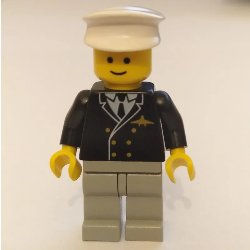 Pilot - Black Torso, Light Grey Legs, White Cap