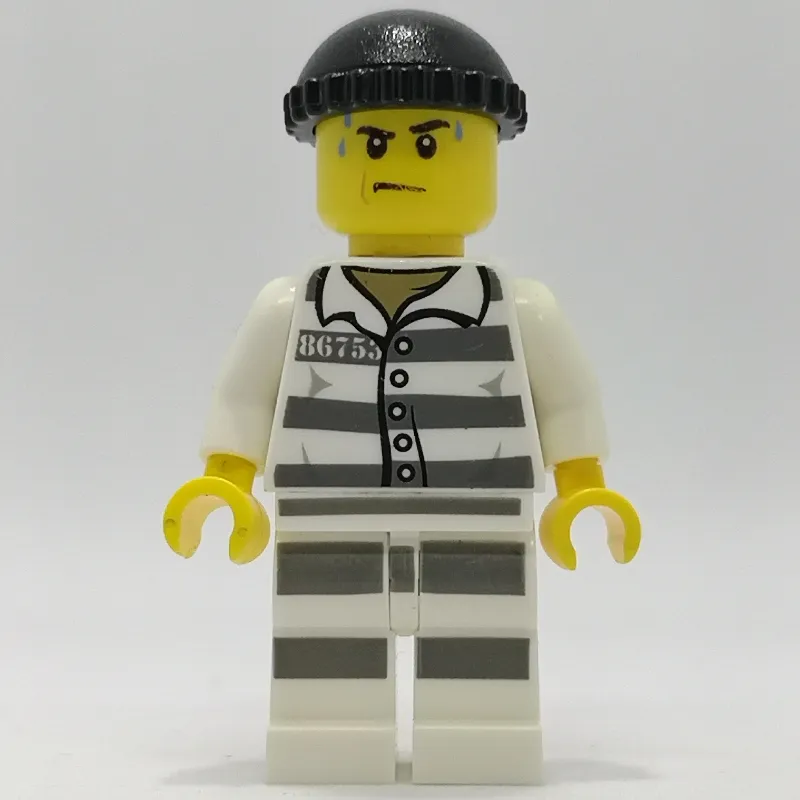 Criminal, Prison Shirt with #86753, Prison Striped Legs, Black Hat
