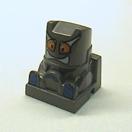 Racer Driver Head, Brick Special 2 x 2 Square, Orange Eyes, White Teeth, Turquoise Feet (Surfer)