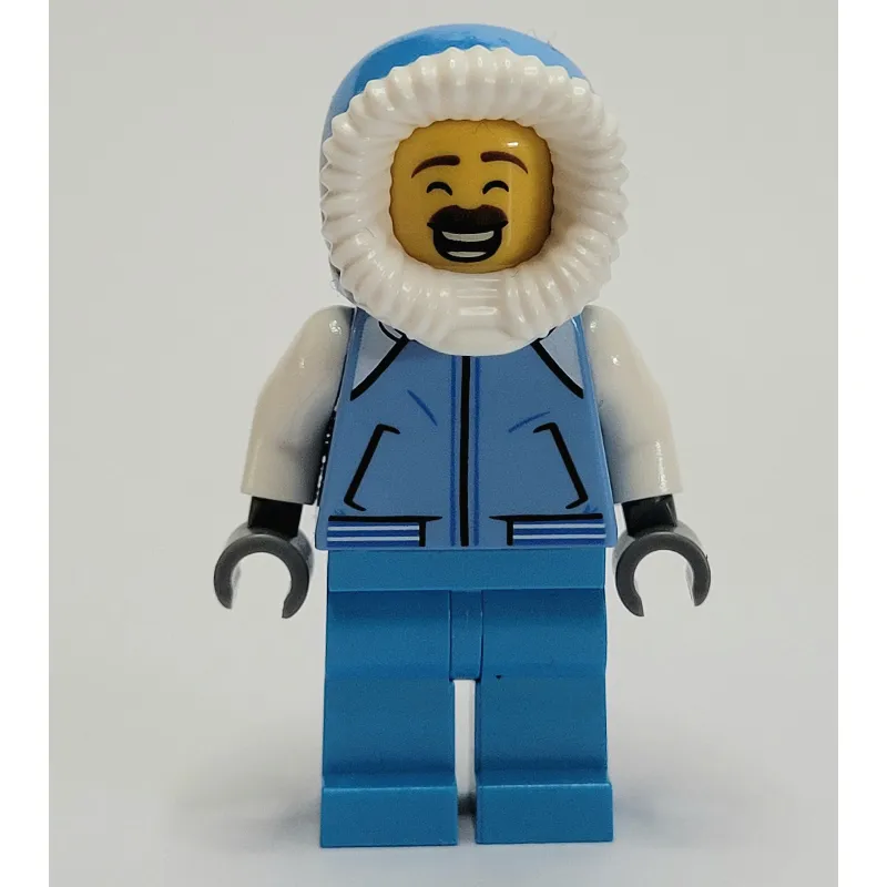 Man, Medium Blue Jacket, Dark Azure Legs, Hood, Moustache