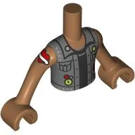 Minidoll Torso Boy with Medium Nougat Arms and Hands with Dark Bluish Grey Jacket, Black Shirt, Heart Tattoo on Arm print