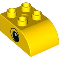Duplo Brick 2 x 3 with Curved Top with Black and White Eye Print