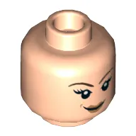 Minifig Head Black Widow, Brown Eyebrows, Eyelashes, Light Brown Lips, Smile / Angry Print