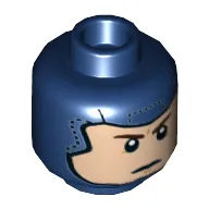 Minifig Head Captain America, Balaclava, Light Nougat Face, Determined / Smile Print