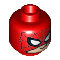 Minifig Head Spider-man, Mask, Raised, Uncovered Mouth, Smile / Smirk