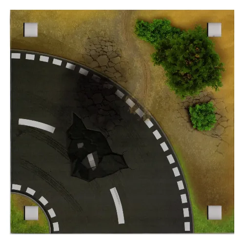 Baseplate with 4 Square Corner Holes and Curved Road Damaged / Bridge Over Water Print