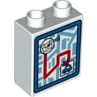 Duplo Brick 1 x 2 x 2 with Bottom Tube, Map with Dog and Car Print