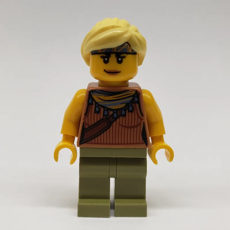 Jessica Sharpe, Vest Top with Necklace, Olive Green Legs, Bright Light Yellow Hair