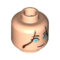 Minifig Head Katara (Avatar), Light Azure Eyes, Brown Hair Lines on Sides Print [Blocked Open Stud]