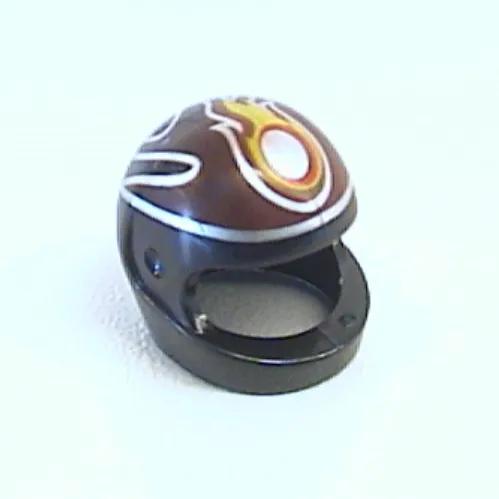 Helmet, Standard with Yellow/Red Flame, Silver Dot Print