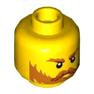 Minifig Head Viking, Orange Eyebrows, Moustache, and Beard Print