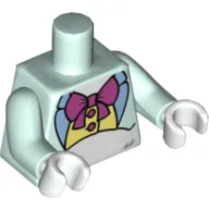 Torso Jacket with Bright Light Blue Lapels, Bright Light Yellow Vest, Magenta Bow Print, Light Aqua Arms, White Hands