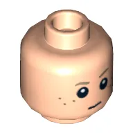 Minifig Head Anakin Skywalker, Dual Sided, Freckles, White Pupils / Podracer Goggles Print [Blocked Open Stud]