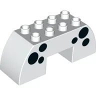 Duplo Brick 2 x 6 x 2 Curved with 2 x 2 Cutout on Bottom with Black Spots Print