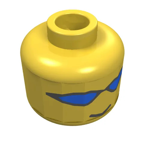 Minifig Head F1 Truck Driver, Blue Sunglasses Print [Blocked Open Stud]