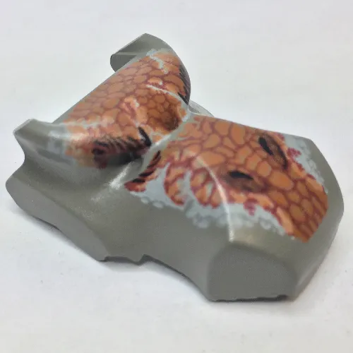 Animal Body Part, Dinosaur, Spinosaurus Head with Dark Orange and Light Gray Scales