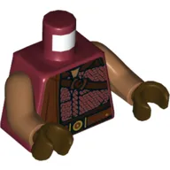 Torso Shirt, Shoulder Strap, Cap over Right Shoulder / Cape on Back Print, Medium Nougat Arms, Dark Brown Hands