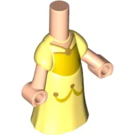 Microdoll Body Long Dress Bright Yellow with Gold Trim Pendant, Light Nougat Hands