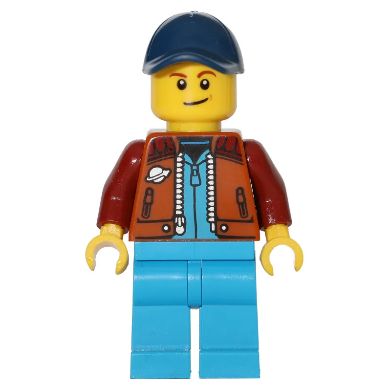 Man, Dark Orange Jacket, Dark Azure Legs, Dark Blue Cap