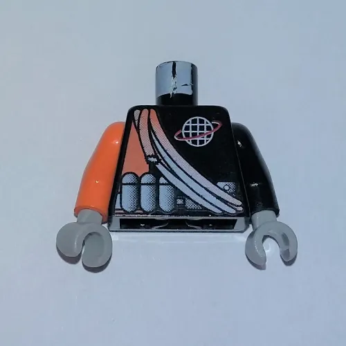 Torso, Odd Arms, Jumpsuit with Alpha Team Logo, Orange Stripe, Shoulder Ropes Print, Left Black Arm, Right Orange Arm, Light Gray Hands