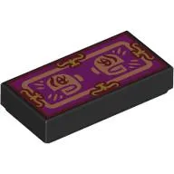 Tile 1 x 2 with Playing Card, Gold Decorations, Magenta Background print