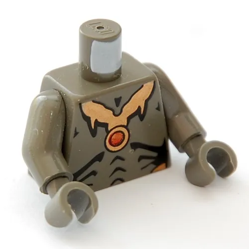 Torso Geonosian Bare Chest with Necklace Print, Dark Gray Arms and Hands