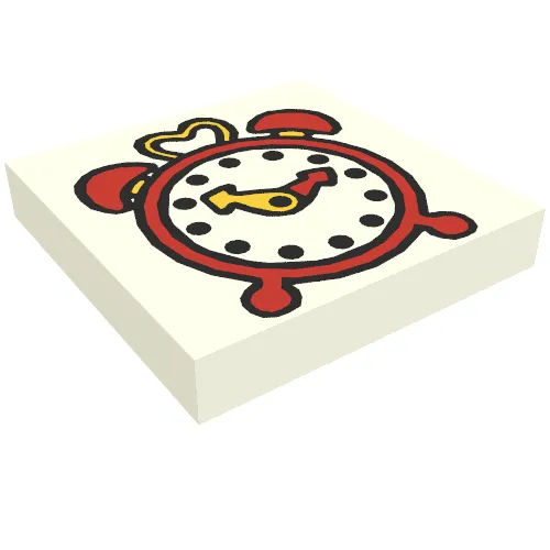 Tile 2 x 2 with Fabuland Alarm Clock Print