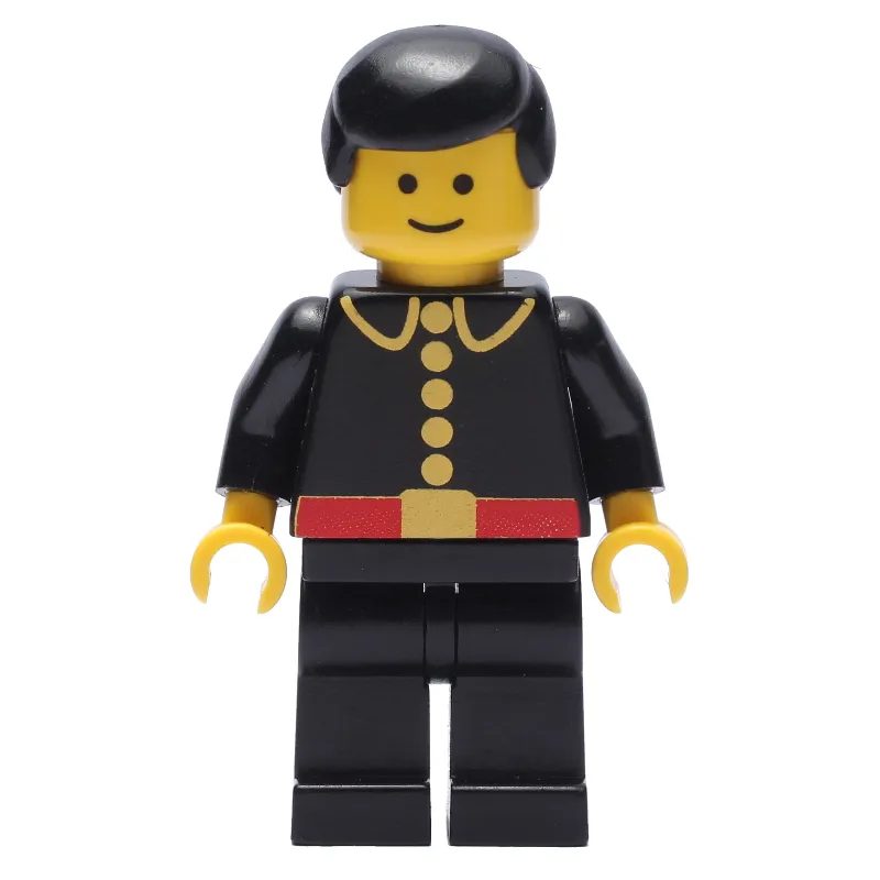 Fireman, Classic, Black Fire Jacket with Red Belt and Buttons, Black Hair