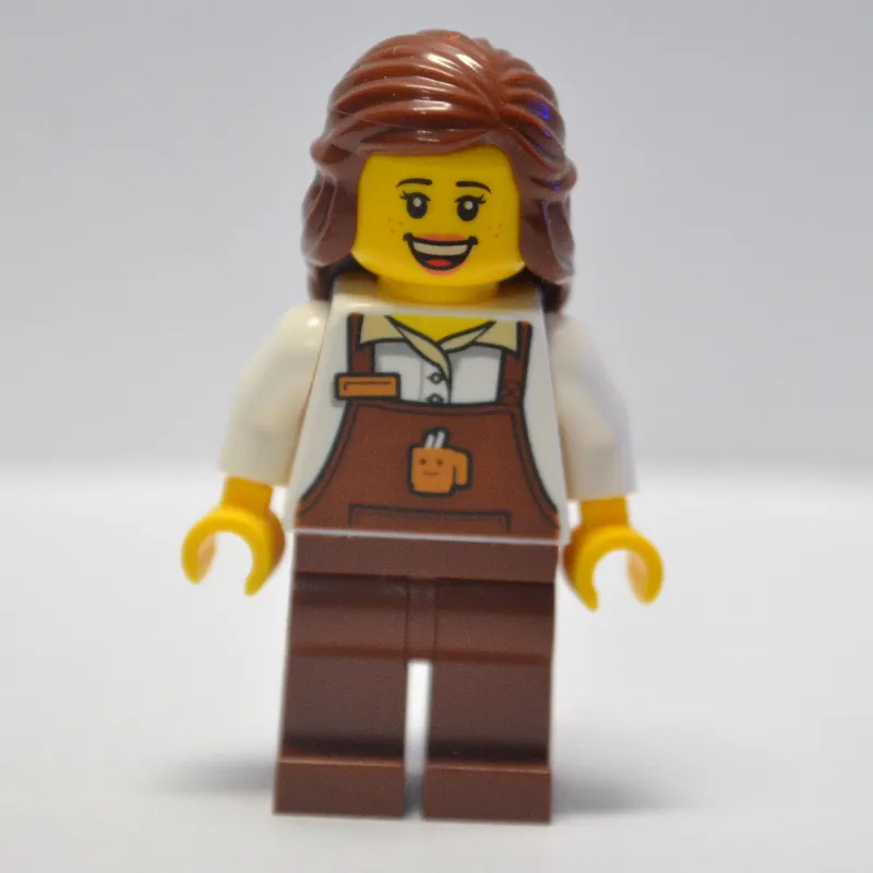 Barista, White Torso, Reddish Brown Apron