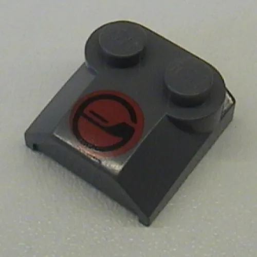 Brick Curved 2 x 2 x 2/3 Two Studs and Lip End with Red/Black Circle Print