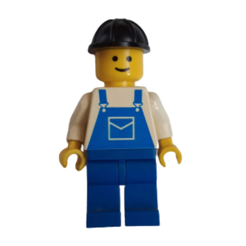 Man, Blue Overalls, Black Hard Hat