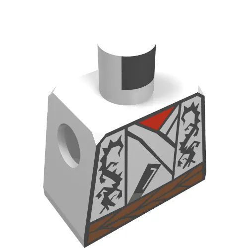 Torso Samurai Dragon Robe Print, White Arms, Yellow Hands