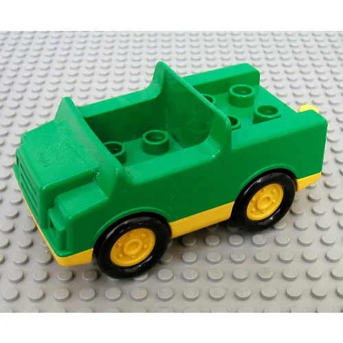 Duplo Car with 2 x 2 Studs in Bed, 1 Stud in Cab and Yellow Base