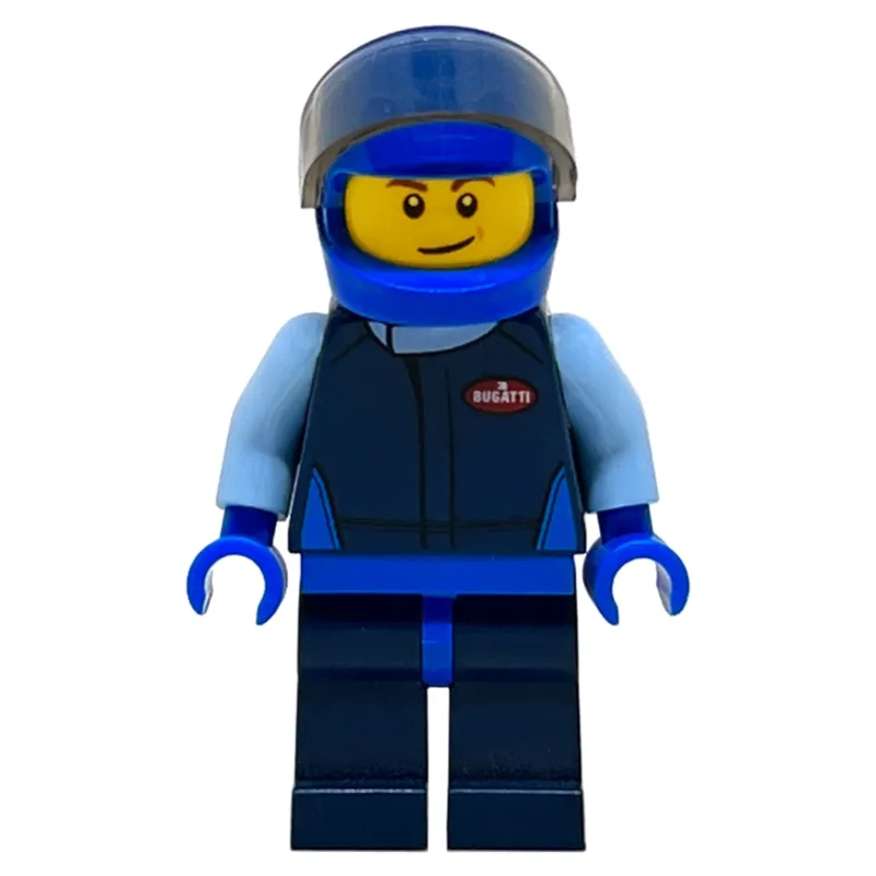 Race Driver, Dark Blue Torso, Dark Blue Legs, Blue Helmet, Bugatti