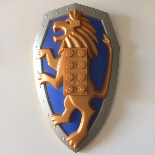 Large Figure Shield, 2 x 4 Brick Relief, Lion with Blue-Violet and Silver Print