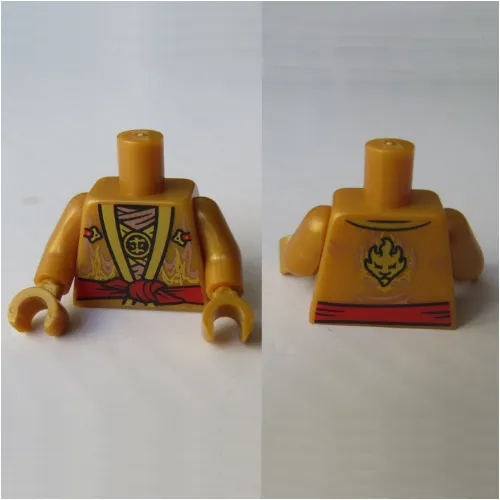 Torso Robe, Gold Flames, Red Sash Belt Print, Pearl Gold Arms and Hands