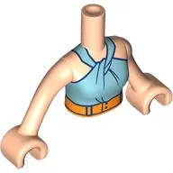 Minidoll Torso Woman with Metal Blue Top, Dark Blue Trim, Orange Belt print, Light Nougat Arms and Hands