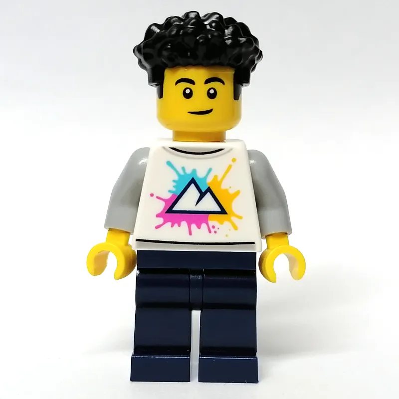 Man, White Shirt, Dark Blue Legs, Black Hair