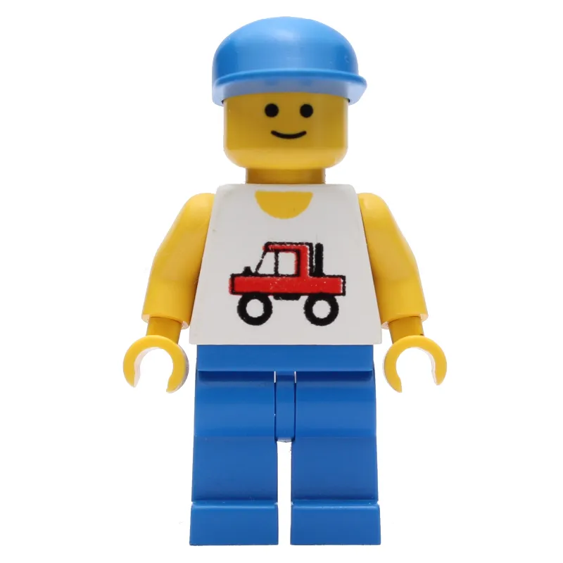 Man, White Vest with Truck, Blue Legs, Blue Cap (3626b Head)