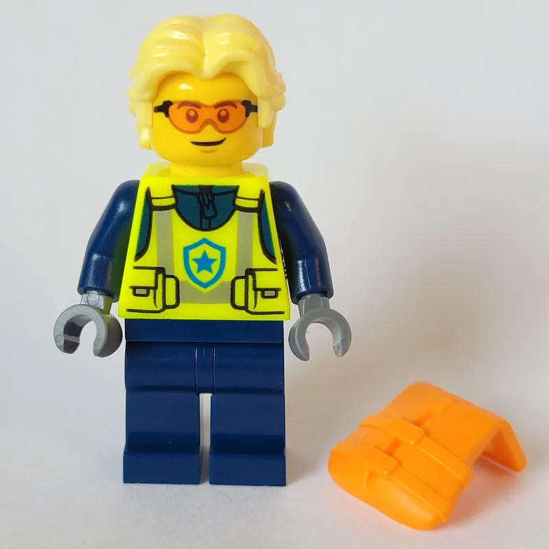 Helicopter Pilot, Neon Yellow Torso, Dark Blue Legs, Bright Light Yellow Hear