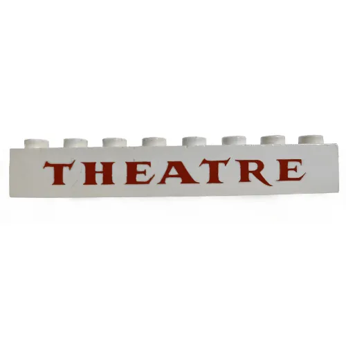 Brick 1 x 8 with 'THEATRE' Red Print
