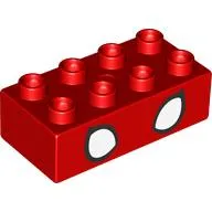 Duplo Brick 2 x 4 with White Eyes print