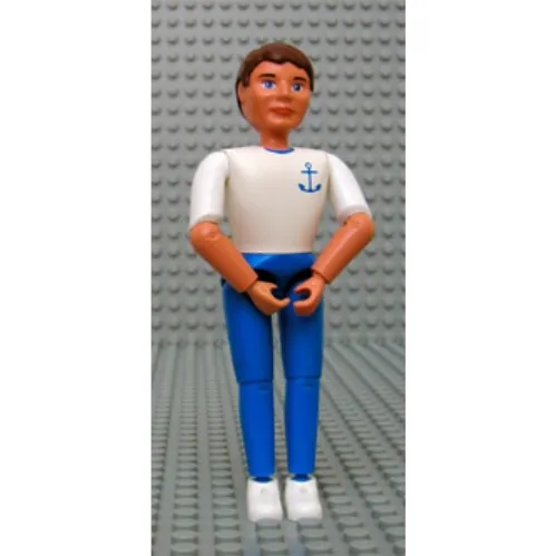 Belville Figure Articulated Elbows, Male, Brown Hair, White Shirt with Anchor Print, Blue Pants, White Shoes