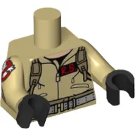 Torso Jumpsuit with 'R.S.' ID Badge Print, Tan Arms with Ghostbusters Logo, Black Hands