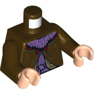Torso Robe Clasped at Neck, with Medium Lavender Fur Undershirt Print, Dark Brown Arms, Light Nougat Hands