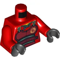 Torso Armor with Belts and Flames Print, Red Arms, Black Hands